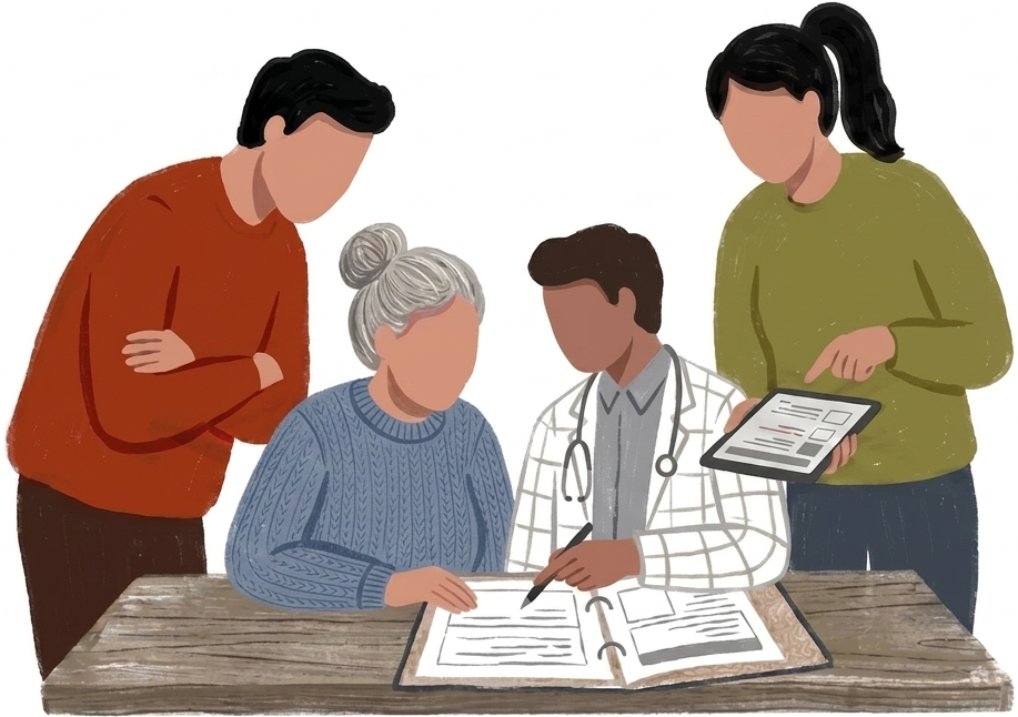 Care planning discussion with family support